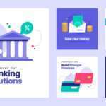 A futuristic digital banking interface showcasing AI-driven financial solutions, biometric authentication, and blockchain security for online banking in 2025.