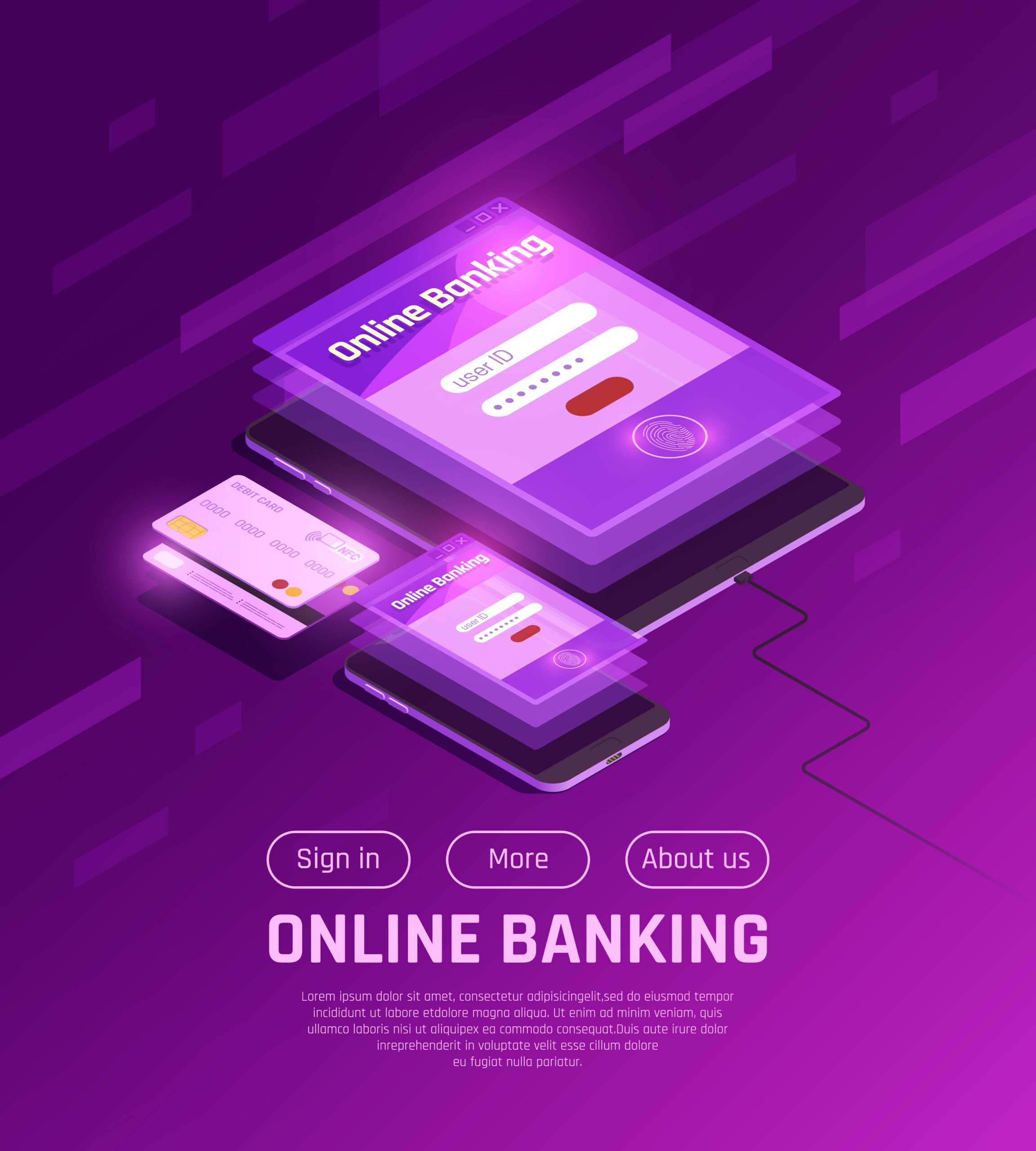 Infographic showing the balance between security risks and online banking convenience