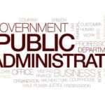 A diverse group of public administration professionals collaborating on a project